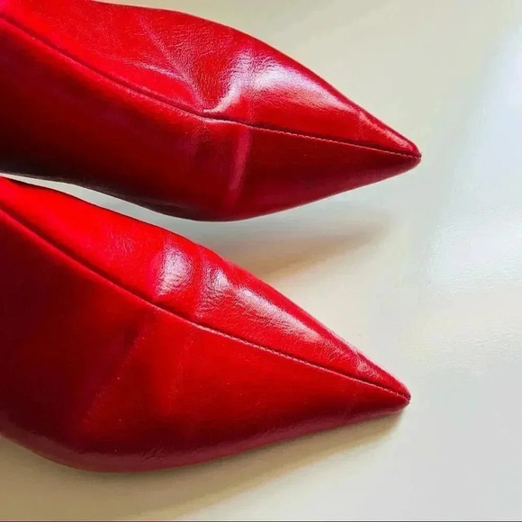 Zara Trafaluc Red Mid Heel Ankle Boots - Picture 7 of 11